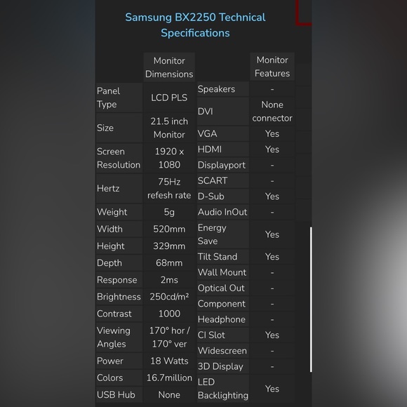 Samsung BX2250 Series Business Monitor - Picture 10 of 10